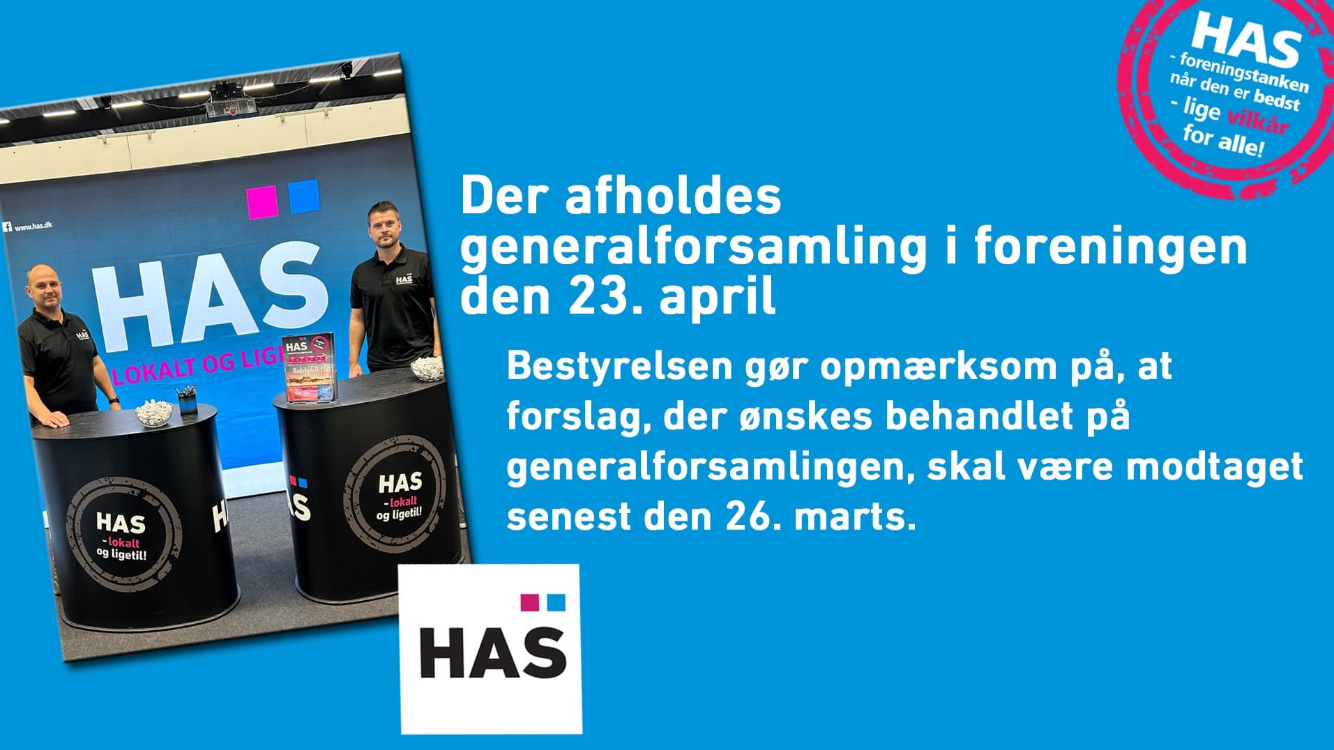 Der afholdes generalforsamling den 23. april 2025
